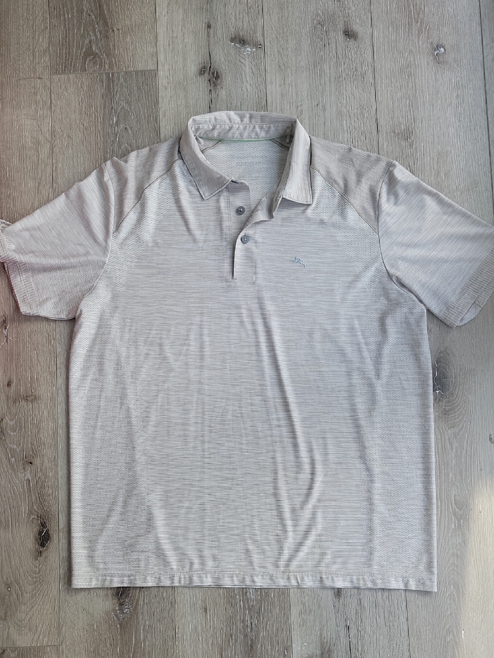 Tommy Bahama Light Beige Striped Short-Sleeve Polo
